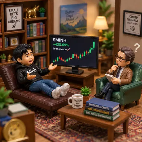 Minh explaining a stock chart to his therapist